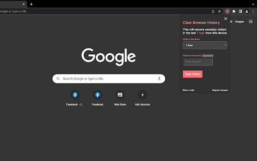 Clear Browser History  from Chrome web store to be run with OffiDocs Chromium online