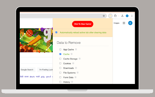 Clear Cache  from Chrome web store to be run with OffiDocs Chromium online