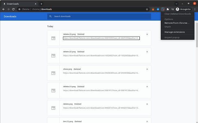 Clear Deleted Downloads  from Chrome web store to be run with OffiDocs Chromium online
