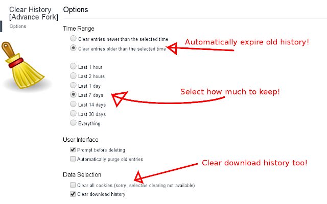 Clear History  from Chrome web store to be run with OffiDocs Chromium online