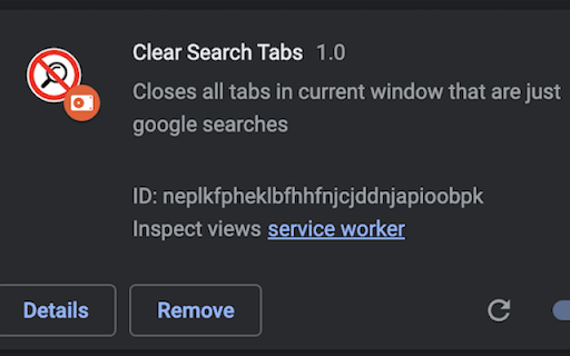 Clear Search Tabs  from Chrome web store to be run with OffiDocs Chromium online
