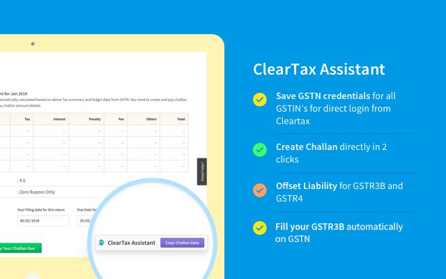 ClearTax Assistant de Chrome web store se ejecutará con OffiDocs Chromium en línea