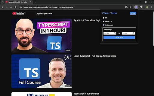 Clear Tube  from Chrome web store to be run with OffiDocs Chromium online