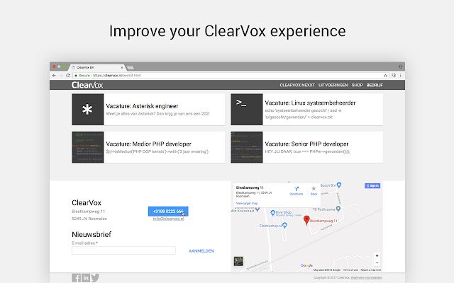 ClearVox Nexxt нажмите, чтобы позвонить из интернет-магазина Chrome, чтобы запустить его с помощью OffiDocs Chromium онлайн