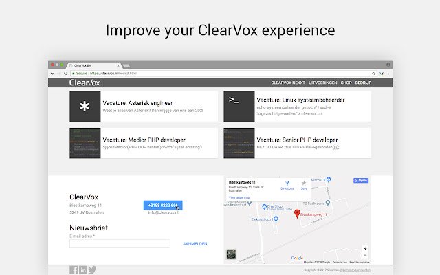 ClearVox Nexxt click to call  from Chrome web store to be run with OffiDocs Chromium online