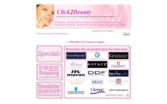 Click2Beauty Skin Care Mall de la boutique en ligne Chrome sera exécuté avec OffiDocs Chromium en ligne