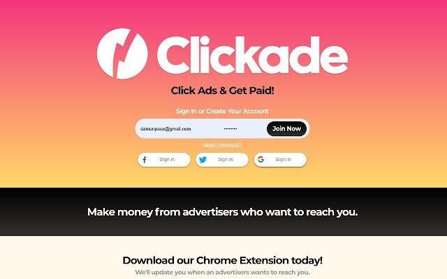 Clickade จาก Chrome เว็บสโตร์ที่จะรันด้วย OffiDocs Chromium ทางออนไลน์