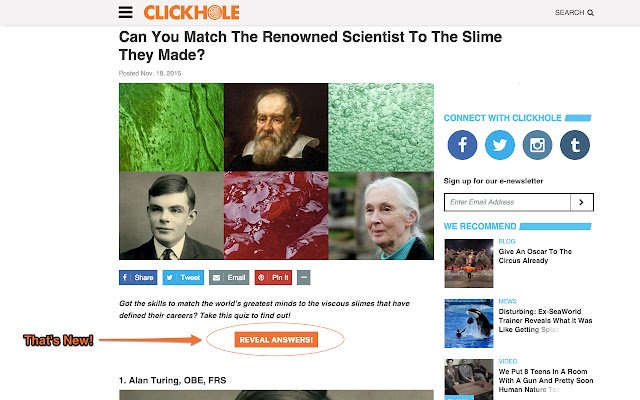 ClickHole REVELA TUDO! da Chrome Web Store para ser executado com o OffiDocs Chromium online