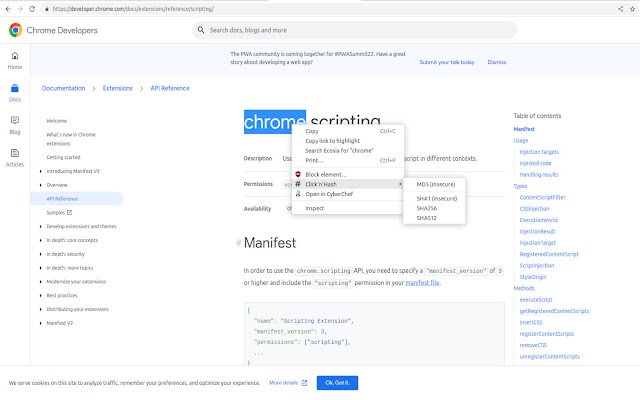 ClicknHash  from Chrome web store to be run with OffiDocs Chromium online