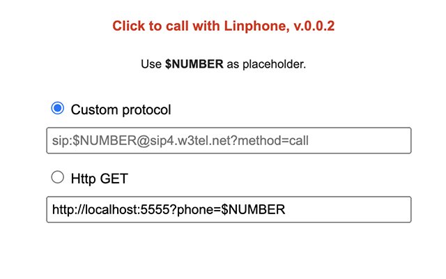 Click to call with Linphone from Chrome web store to run with OffiDocs Chromium online