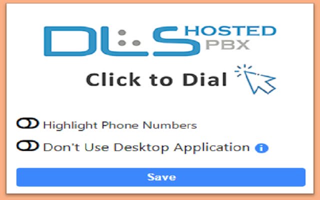 Click to Dial DLS Hosted PBX aus dem Chrome Web Store, um mit OffiDocs Chromium online betrieben zu werden