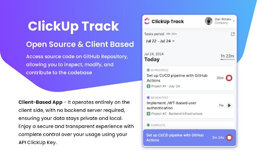 ClickUp Track  from Chrome web store to be run with OffiDocs Chromium online