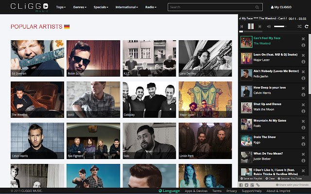 CLiGGO MUSIC dal negozio web di Chrome da eseguire con OffiDocs Chromium online