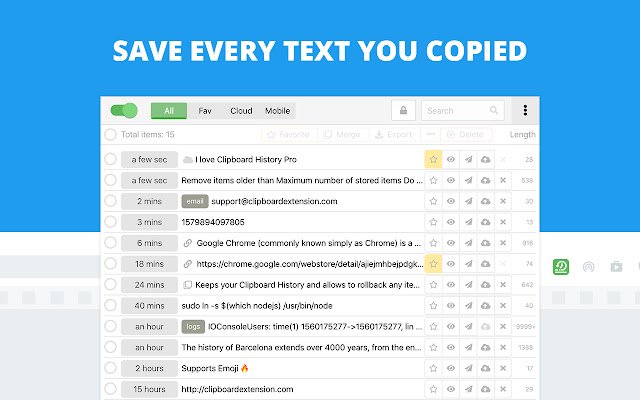 Clipboard History Pro : meilleur outil de productivité de la boutique en ligne Chrome à exécuter avec OffiDocs Chromium en ligne