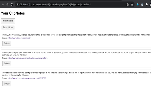 ClipNotes  from Chrome web store to be run with OffiDocs Chromium online