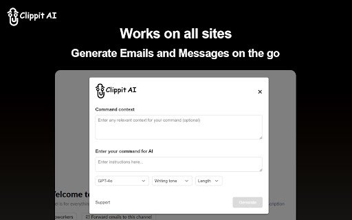 Clippit AI AI Email Writer  from Chrome web store to be run with OffiDocs Chromium online