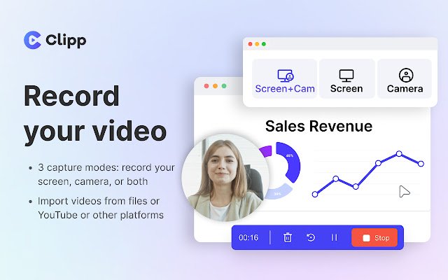 Clipp Screen Recorder  Text Based Editor  from Chrome web store to be run with OffiDocs Chromium online