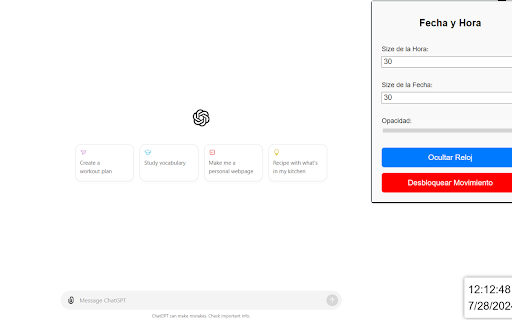 Clock Extension  from Chrome web store to be run with OffiDocs Chromium online