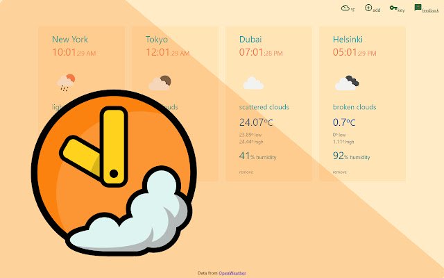 Chrome ウェブストアの時計と天気を OffiDocs Chromium オンラインで実行