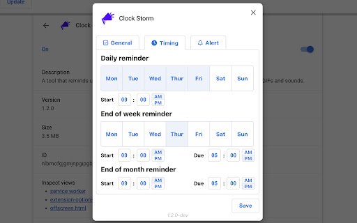 Clock Storm  from Chrome web store to be run with OffiDocs Chromium online