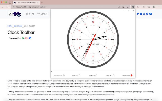 Chrome 网上商店的时钟工具栏将与 OffiDocs Chromium 在线运行