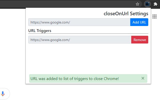 来自 Chrome 网上应用店的 closeOnUrl 将与 OffiDocs Chromium 在线运行