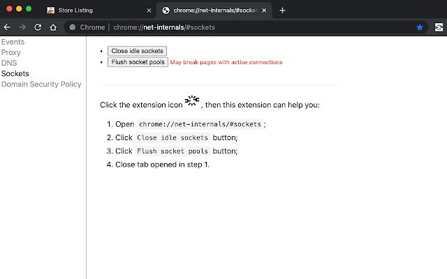 Cerrar Sockets de Chrome web store para ejecutarse con OffiDocs Chromium en línea