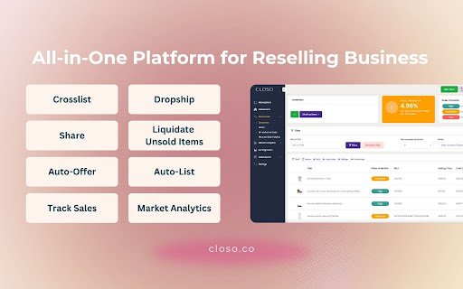 Closo Bot: Automating Crosslisting, Sharing, and Offering  from Chrome web store to be run with OffiDocs Chromium online