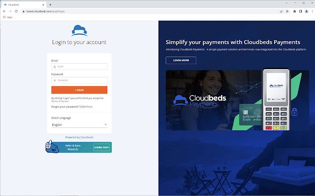 Interface invité CloudBeds par MECX TECH de la boutique en ligne Chrome à exécuter avec OffiDocs Chromium en ligne