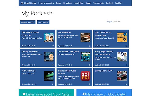 Cloud Caster cloud based podcast player  from Chrome web store to be run with OffiDocs Chromium online