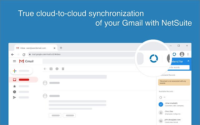 Chrome ウェブストアから NetSuite NextGen 用の CloudExtend Gmail を OffiDocs Chromium オンラインで実行