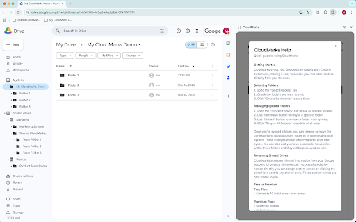CloudMarks  from Chrome web store to be run with OffiDocs Chromium online