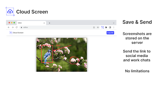 Cloud Screen скриншоты быстро  from Chrome web store to be run with OffiDocs Chromium online