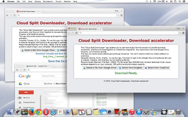 Chrome ウェブストアからの Cloud Split Downloader (Download Accelerator) を OffiDocs Chromium オンラインで実行する