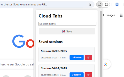 Cloud Tabs  from Chrome web store to be run with OffiDocs Chromium online
