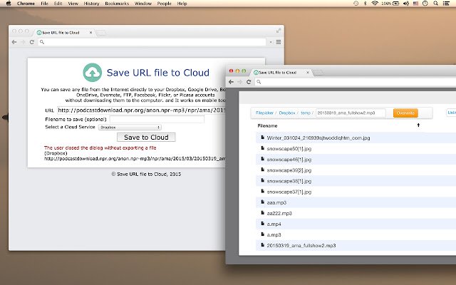 Cloud Transfer, OffiDocs Chromium ഓൺലൈനിൽ പ്രവർത്തിപ്പിക്കുന്നതിന് Chrome വെബ് സ്റ്റോറിൽ നിന്ന് വെബ് ഫയൽ ക്ലൗഡിലേക്ക് സംരക്ഷിക്കുക