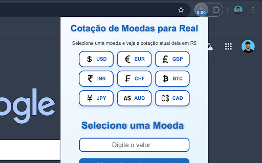 Câmbio em Tempo Real  from Chrome web store to be run with OffiDocs Chromium online