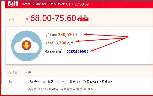 Công cụ đặt hàng Nguonhangtrung.com ze sklepu internetowego Chrome do uruchomienia z OffiDocs Chromium online