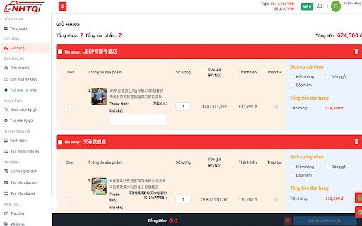CÔNG CỤ ĐẶT HÀNG NHTQ.NET LOGISTICS  from Chrome web store to be run with OffiDocs Chromium online