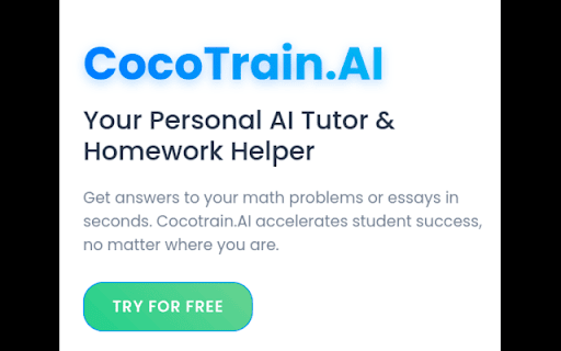 CocoTrain.AI — Personal AI Tutor HomeWork Helper from Chrome web store to be run with OffiDocs Chromium online CocoTrain.AI — Personal AI Tutor HomeWork Helper from Chrome web store to be run with OffiDocs Chromium online