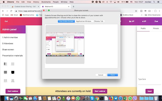 Codeda Screen Sharing  from Chrome web store to be run with OffiDocs Chromium online
