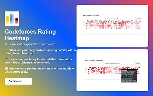 Codeforces Rating Based Heatmap  from Chrome web store to be run with OffiDocs Chromium online