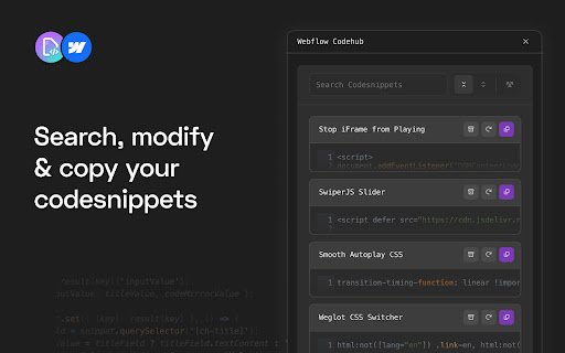 Codehub for Webflow  from Chrome web store to be run with OffiDocs Chromium online