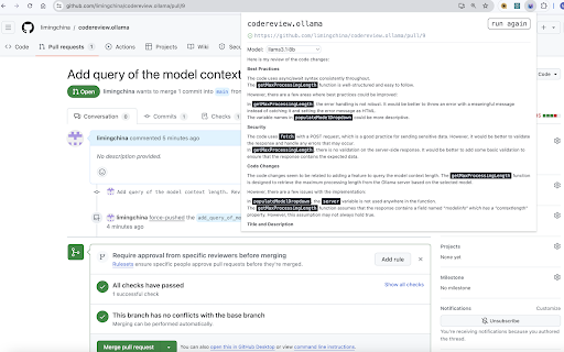 codereview.ollama  from Chrome web store to be run with OffiDocs Chromium online