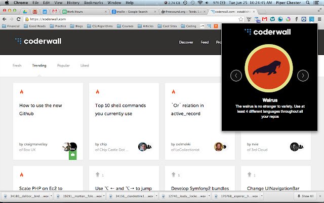 Coderwall Badges  from Chrome web store to be run with OffiDocs Chromium online