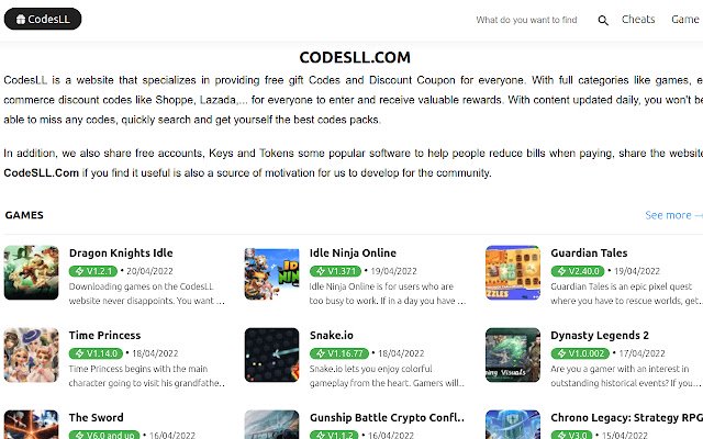 CodesLL Free Codes and Coupons  from Chrome web store to be run with OffiDocs Chromium online