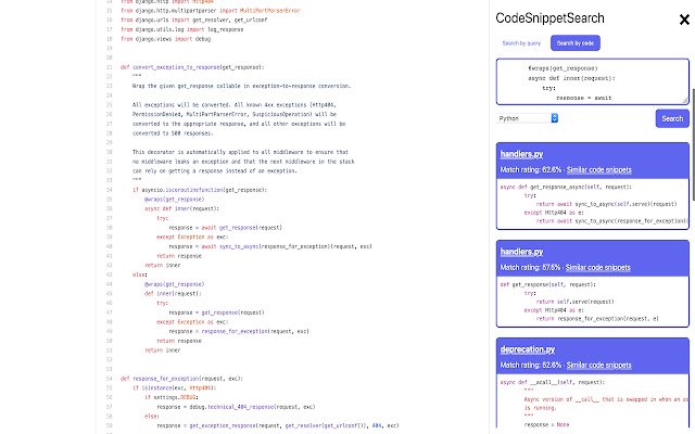 CodeSnippetSearch از فروشگاه وب Chrome برای اجرای آنلاین با OffiDocs Chromium