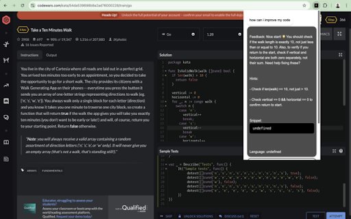 Codewars Helper + ChatGPT  from Chrome web store to be run with OffiDocs Chromium online