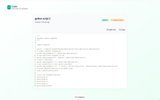 Codin Snippet Creator  from Chrome web store to be run with OffiDocs Chromium online