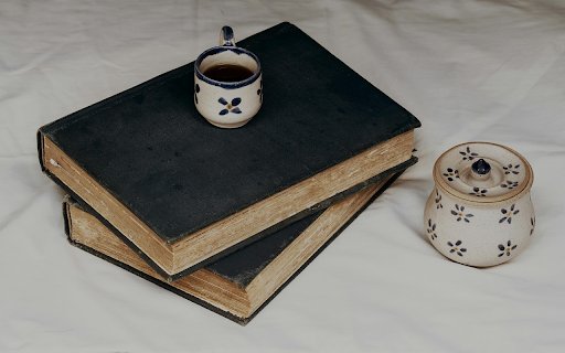 Coffee Cup and Old Book  from Chrome web store to be run with OffiDocs Chromium online